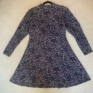 LOFT Black Floral Midi Dress